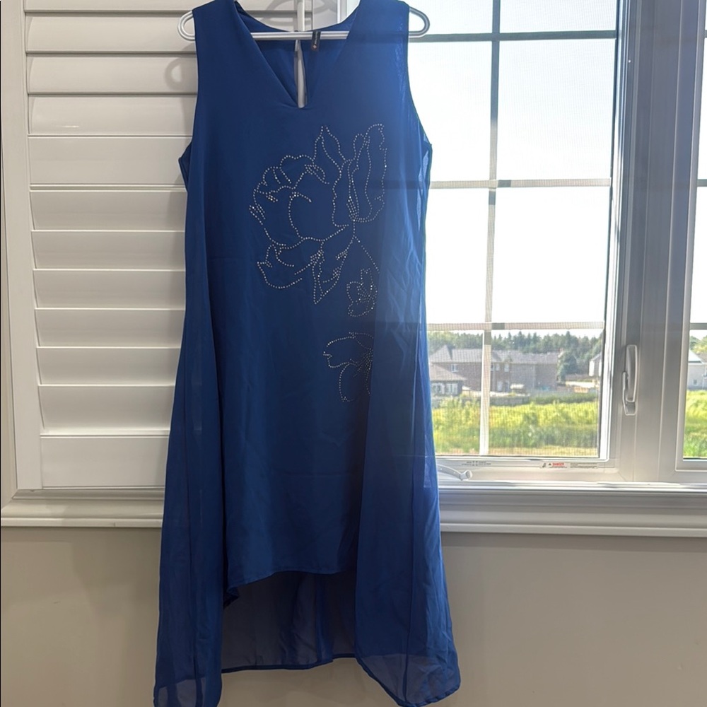 LOGO by Lori Goldstein High Low Blue Dress